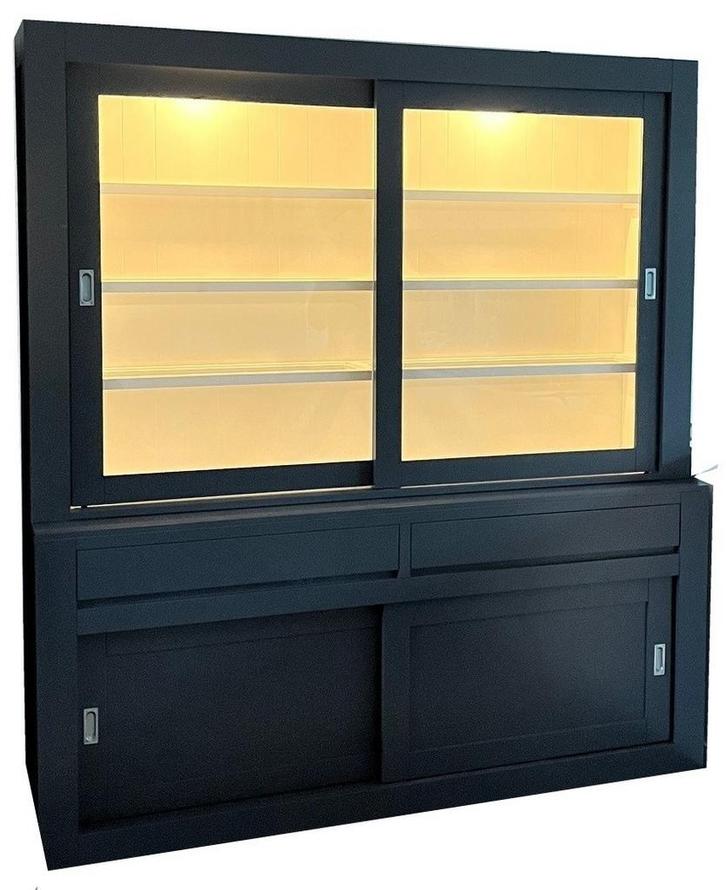 Buffetkast Design leigrijs 200cm led verlichting, Huis en Inrichting, Kasten | Buffetkasten, Ophalen of Verzenden