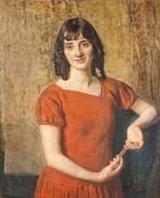 Jose Frappa (1854 – 1904) - Ritratto di donna in abito rosso