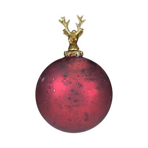 decoratie bal hert antiek rood 12cm, Huis en Inrichting, Woonaccessoires | Overige, Verzenden