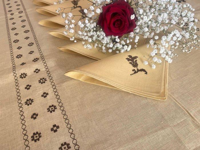 Tafelkleed - 264 cm - 172 cm - linnen tafellaken, Antiek en Kunst, Antiek | Kleden en Textiel