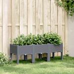 vidaXL Plantenbak met poten 120x40x42 cm polypropeen grijs, Tuin en Terras, Verzenden, Nieuw, Kunststof