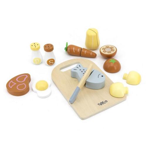 Houten  snijplank met eten (duurzaam speelgoed) (Speelgoed), Kinderen en Baby's, Speelgoed | Houten speelgoed, Nieuw, Ophalen of Verzenden