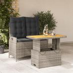 vidaXL 2-delige Tuinset met kussens poly rattan grijs, 2 zitplaatsen, Nieuw, Tuinset, Verzenden