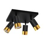 Opbouw plafond spot vier dubbel | Zwart/ goud | GU10 fitting, Huis en Inrichting, Lampen | Spots, Ophalen of Verzenden, Nieuw