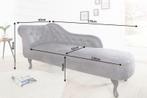 Chesterfield chaise longue 170cm antiekgrijs met, Ophalen of Verzenden, Nieuw