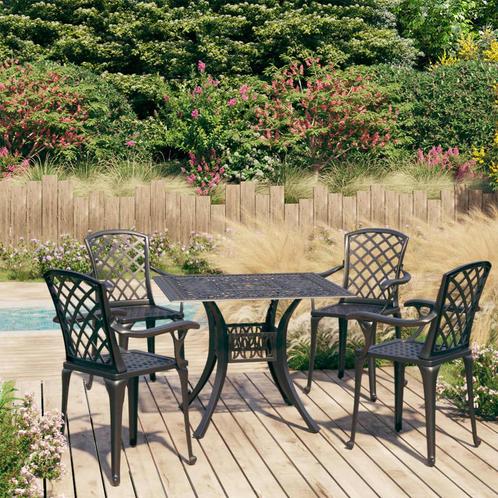 vidaXL 5-delige Bistroset gietaluminium zwart, Tuin en Terras, Tuinsets en Loungesets, Nieuw, 4 zitplaatsen, Aluminium, Verzenden
