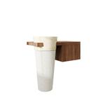 Badmeubel Kimy Oak Pedestal Wit-140x30x50-Noten (bruin), Huis en Inrichting, Verzenden, Nieuw, Wastafelkast