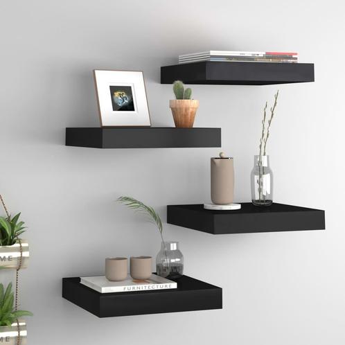Wandplanken 4 st Zwart | Retourdeal | Strak Design, Huis en Inrichting, Woonaccessoires | Wandplanken en Boekenplanken, Nieuw
