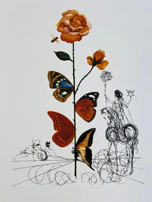 Salvador Dali (1904-1989) - La Rose Papillon - Limited, Antiek en Kunst, Antiek | Overige Antiek