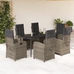 vidaXL 7-delige Tuinset met kussens poly rattan grijs, 6 zitplaatsen, Nieuw, Tuinset, Verzenden