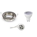 LED Spot Set BSE GU10 Rond 6W 3000K Dimbaar Mat Chroom, Huis en Inrichting, Lampen | Spots, Metaal of Aluminium, Nieuw, Ophalen of Verzenden