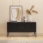 Commode Pyhtää 118x40x60 cm staal zwart mat [en.casa], Huis en Inrichting, Verzenden, Nieuw