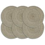vidaXL Placemats 6 st rond 38 cm jute effen grijs, Verzenden, Nieuw, Grijs