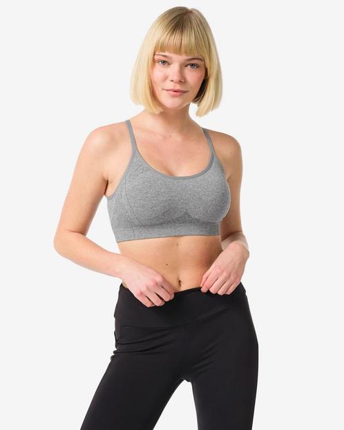 HEMA Naadloze sporttop light support grijsmelange, Kleding | Dames, Ondergoed en Lingerie, Verzenden