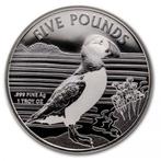 Alderney Puffin 1 oz 2019 (10.000 oplage), Postzegels en Munten, Verzenden, Midden-Amerika, Losse munt, Zilver