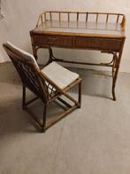 Bureau - Bamboe, rotan, glas - Bamboe/rotan bureau en stoel