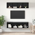 vidaXL TV-kast set 3 pcs Zwart eiken Bewerkt hout, Minder dan 50 cm, Verzenden, Nieuw, Minder dan 100 cm