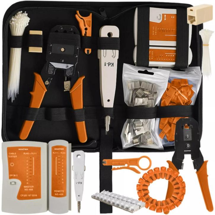 Bigstren RJ45 Netwerkset 145-delig – Crimper & Tester (Aut, Auto diversen, Autogereedschap, Nieuw, Ophalen of Verzenden