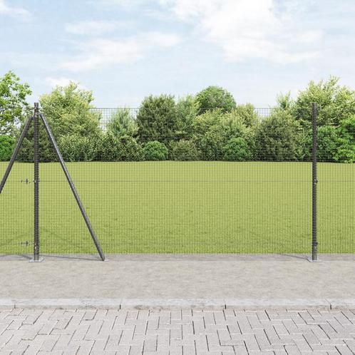 vidaXL Gelaste Draadhek met 13 Geflansde Palen Grijs 1.2x50, Tuin en Terras, Schuttingen, Nieuw, IJzer, Verzenden