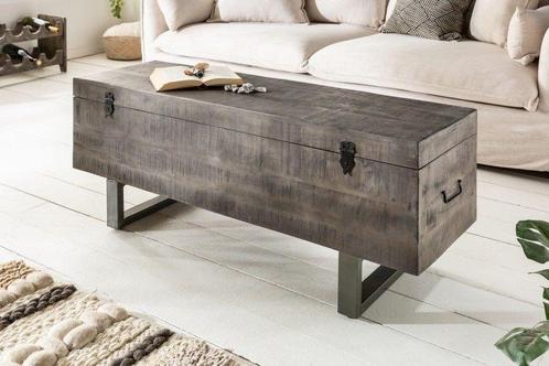 industrieele kistbank FACTORY LOFT 115cm mangohouten grijze, Huis en Inrichting, Tafels | Salontafels, Ophalen of Verzenden