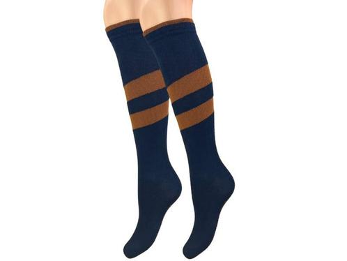 Kniekous - Streep - Diagonaal - Marineblauw/Bruin, Kinderen en Baby's, Kinderkleding | Schoenen en Sokken, Verzenden