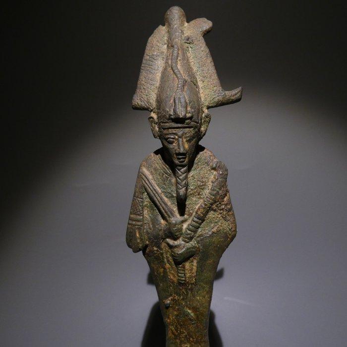 Oud-Egyptisch Brons God Osiris. 20 cm H. Laatste Periode,, Verzamelen, Mineralen en Fossielen