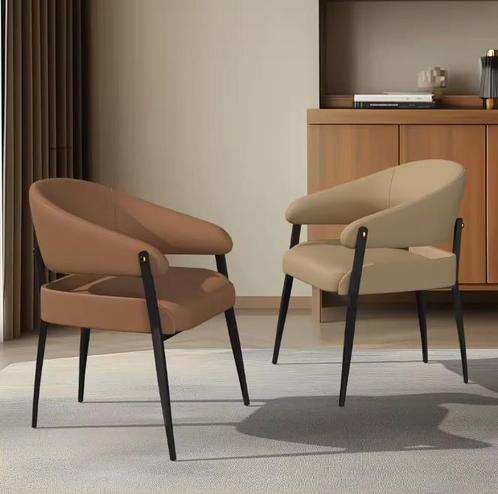 Set van 2 Luxe Eetkamerstoelen – Microvezel en Metaal, Huis en Inrichting, Stoelen, Nieuw, Verzenden
