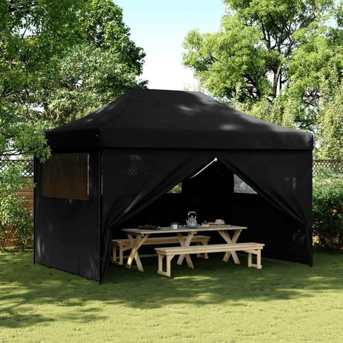 vidaXL Partytent inklapbaar pop-up met 4 zijwanden zwart, Tuin en Terras, Partytenten, Partytent, Nieuw, Verzenden