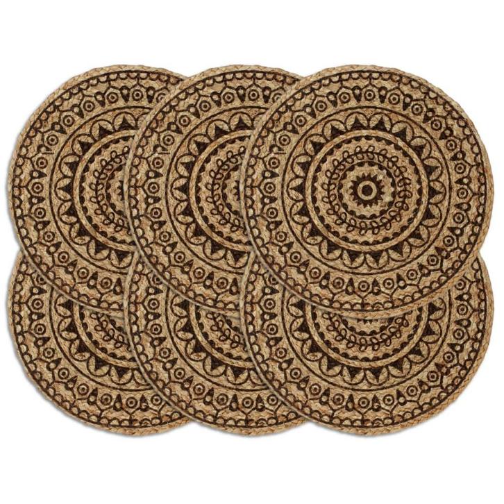 vidaXL Placemats 6 st rond 38 cm jute donkerbruin, Huis en Inrichting, Keuken | Textiel, Bruin, Nieuw, Verzenden