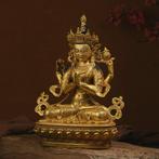 Grote Boeddhabeeld, fijn afgewerkt vierarmig Boeddhabeeld -, Antiek en Kunst