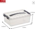 Sunware Q-line Opbergbox Transparant/Grijs 4 liter Set van 4, Ophalen of Verzenden, Nieuw
