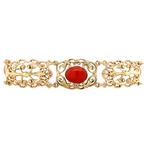 Gouden vintage armband met bloedkoraal 14 krt, Sieraden, Tassen en Uiterlijk, Armbanden, Ophalen of Verzenden, Nieuw