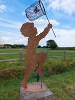 Beeld, garden statue silhouette of boy with butterfly net -