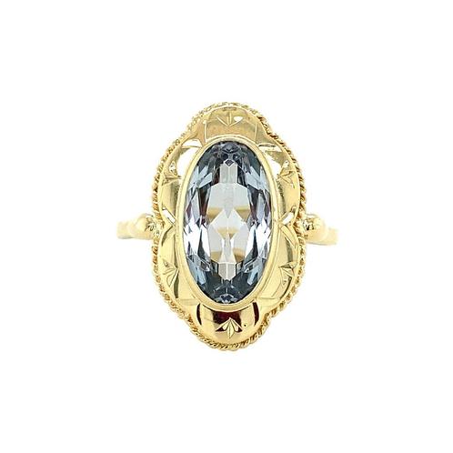 Gouden ring met blauwe spinel 14 krt, Sieraden, Tassen en Uiterlijk, Ringen, Nieuw, Ophalen of Verzenden