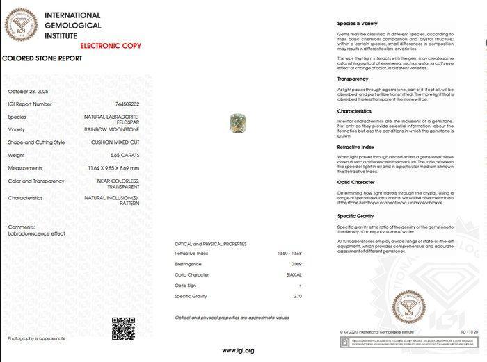 Zonder Minimumprijs - 1 pcs Wit Maansteen - 5.65 ct -, Sieraden, Tassen en Uiterlijk, Edelstenen