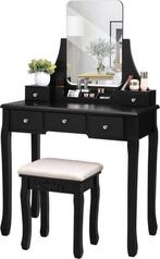Kaptafel - - Met Spiegel - Voor Dames - ZWART, Huis en Inrichting, Tafels | Kaptafels, Ophalen of Verzenden, Nieuw, Modern