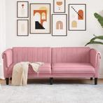 vidaXL Driezitsbank fluweel roze, Huis en Inrichting, Verzenden, Nieuw, Driepersoons, Stof