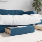 vidaXL Bedlades 2 st bewerkt hout en fluweel blauw, Verzenden, Nieuw, Blauw