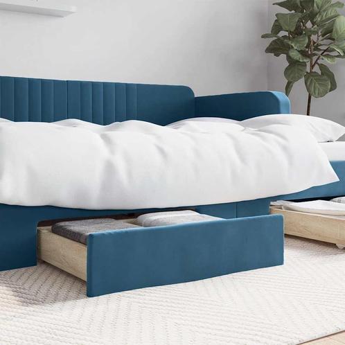 vidaXL Bedlades 2 st bewerkt hout en fluweel blauw, Huis en Inrichting, Slaapkamer | Bedden, Blauw, Nieuw, Verzenden