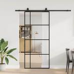 vidaXL Schuifdeur met beslagset 90x205 cm ESG glas zwart, Doe-het-zelf en Verbouw, Deuren en Horren, Verzenden, Nieuw