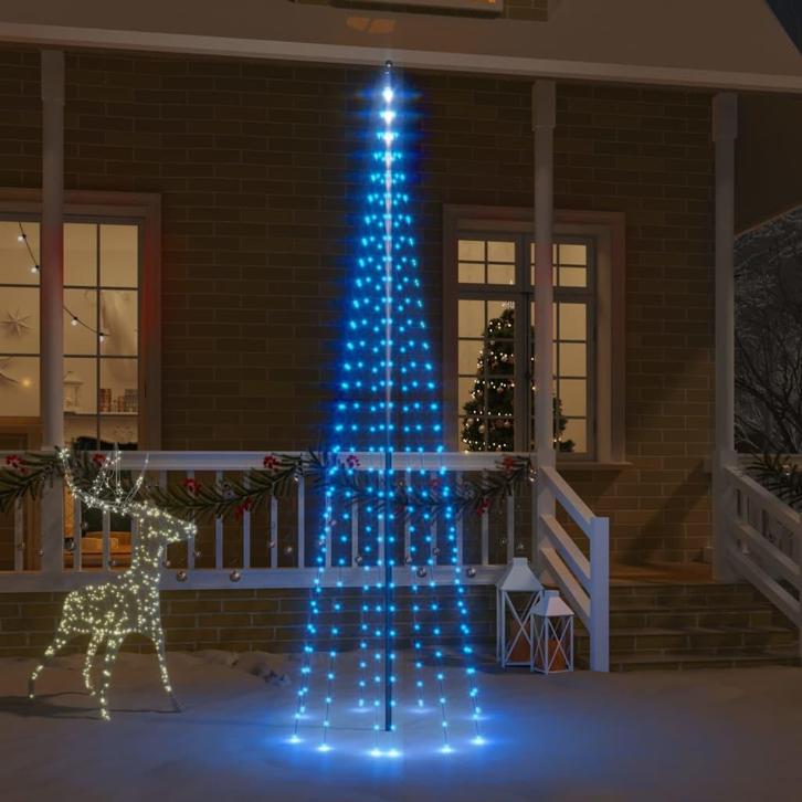 vidaXL Vlaggenmast kerstboom 310 LEDs blauw 300 cm, Diversen, Kerst, Nieuw, Verzenden