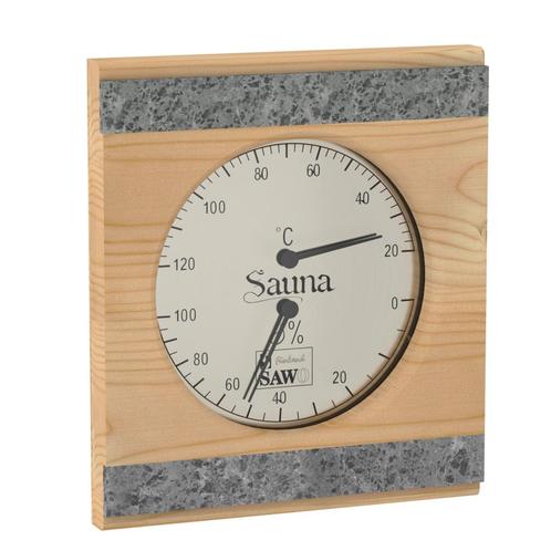 Sauna thermo-hygrometer vierkant met speksteen - Espen, Sport en Fitness, Sauna, Nieuw, Verzenden