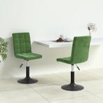 vidaXL Eetkamerstoelen draaibaar 2 st fluweel donkergroen, Verzenden, Nieuw