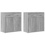 vidaXL Dressoirs 2 st 79x38x80 cm bewerkt hout grijs sonoma, Huis en Inrichting, Kasten | Dressoirs, Minder dan 50 cm, Verzenden