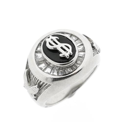 Zilveren heren ring gezet met onyx en zirconia | Dollar t..., Sieraden, Tassen en Uiterlijk, Ringen, Heer, Met edelsteen, Overige kleuren