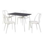 Eetkamerset Omso 5-delig grijs en wit [en.casa], Huis en Inrichting, Tafels | Eettafels, Verzenden, Nieuw
