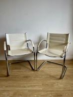 Fauteuil (2) - Staal, Synthetisch leder - Fauteuils in