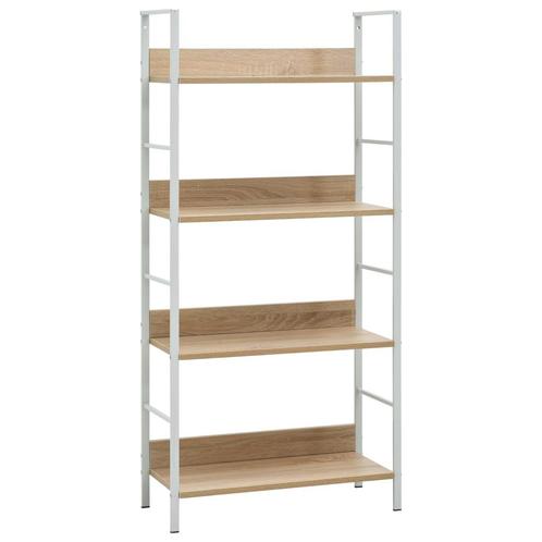 vidaXL Boekenkast 4 schappen 60x27,6x124,5 cm bewerkt hout, Huis en Inrichting, Kasten | Boekenkasten, 25 tot 50 cm, Nieuw, Overige houtsoorten