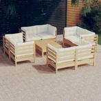 vidaXL 9-delige Loungeset met crèmekleurige kussens, Tuin en Terras, Verzenden, Nieuw, Loungeset