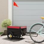 vidaXL Fietstrailer 30 kg ijzer zwart en rood, Fietsen en Brommers, Verzenden, Nieuw